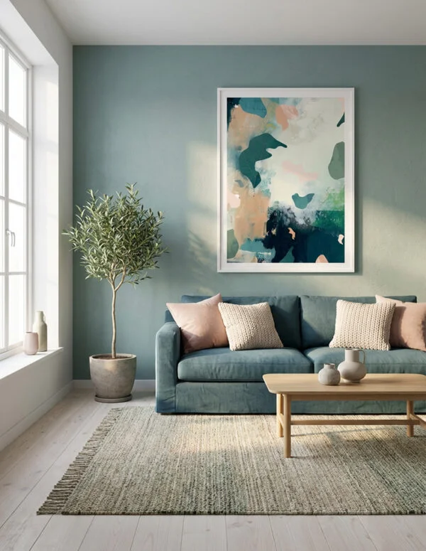 Plakat: Naturlige farver - grøn, rosa, blå, gul - jordnære farver