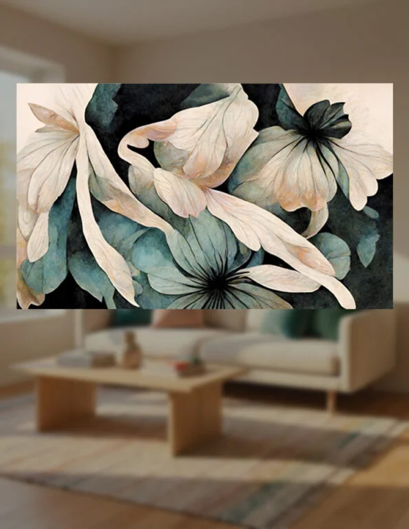 Abstract flowers (Stort billede – plakat / lærredsprint) – PAPAPAPA ...